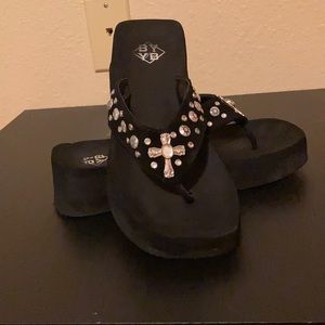 Jeweled Cross flip flops